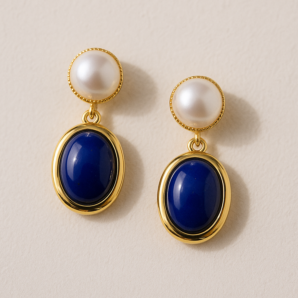 Lapis Lazuli & Pearl Drop Earrings