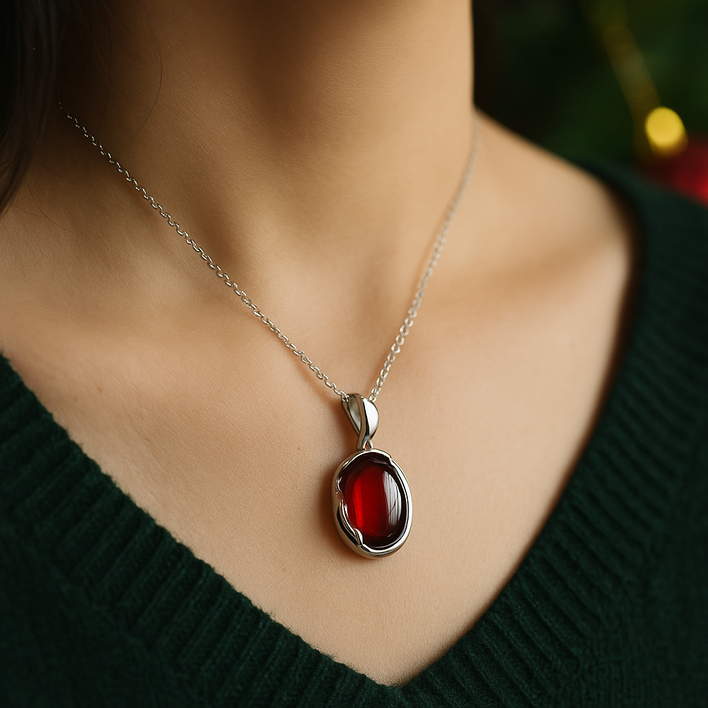 atural Blood Amber Oval Pendant