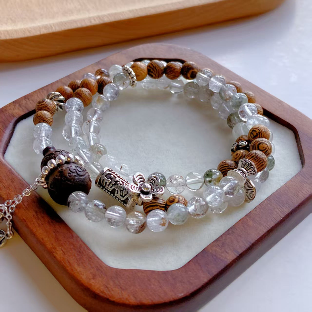 Natural Green Phantom & Agarwood Bracelet