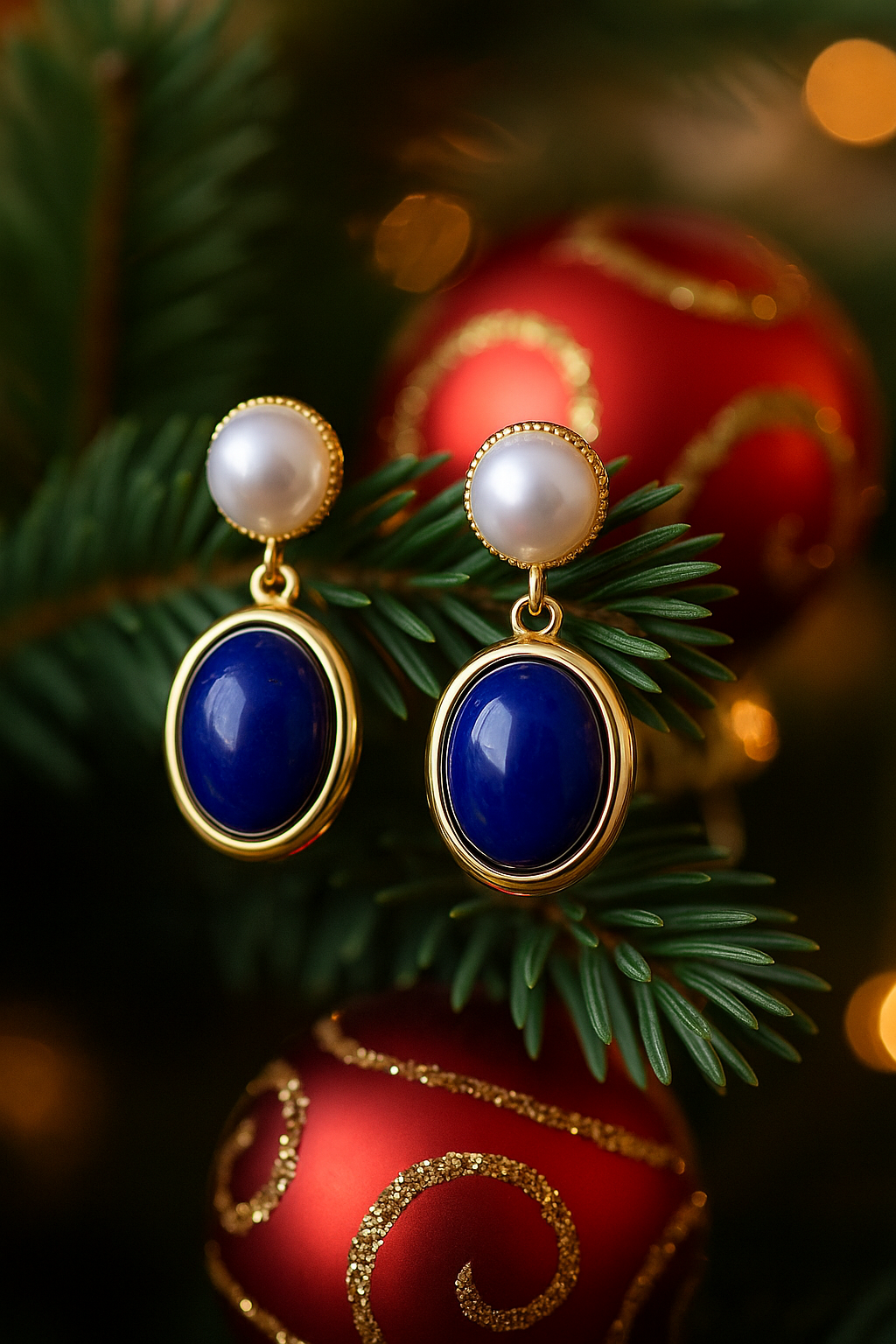 Lapis Lazuli & Pearl Drop Earrings