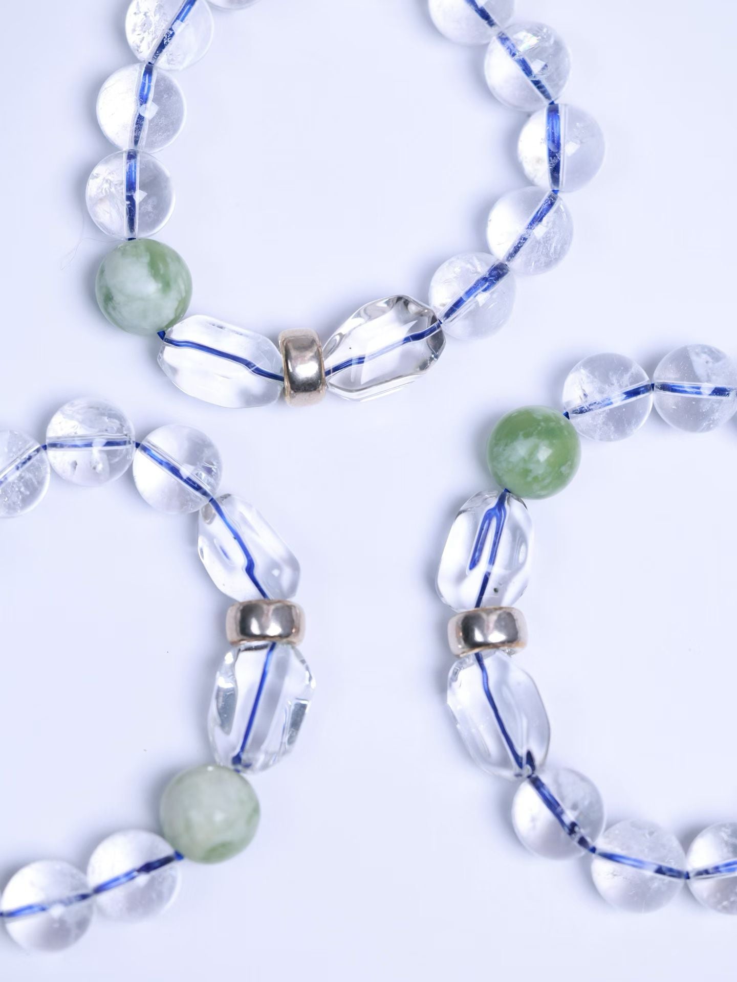 Clear Quartz&White Azeztulite&Nephrite Bracelet