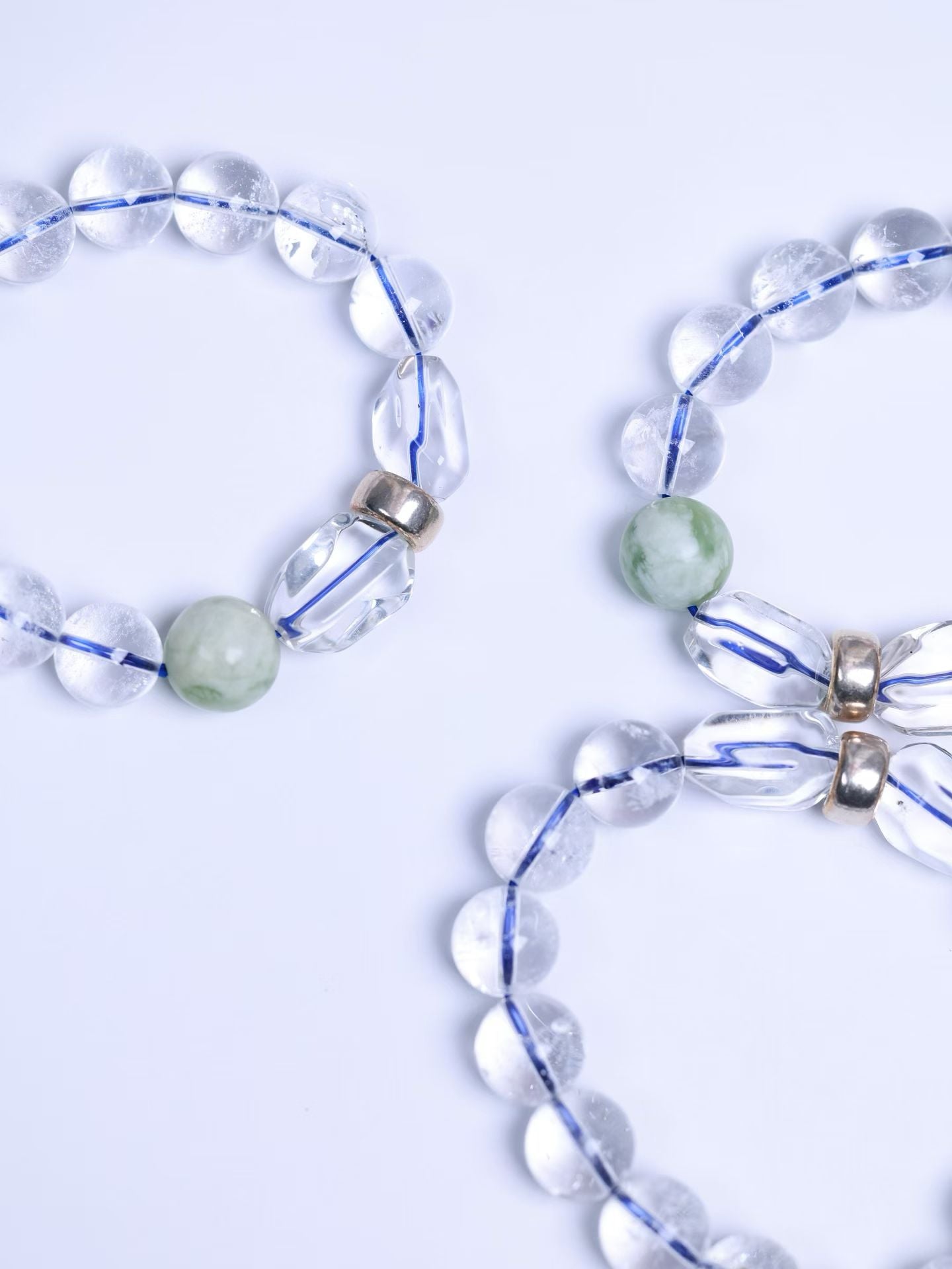 Clear Quartz&White Azeztulite&Nephrite Bracelet