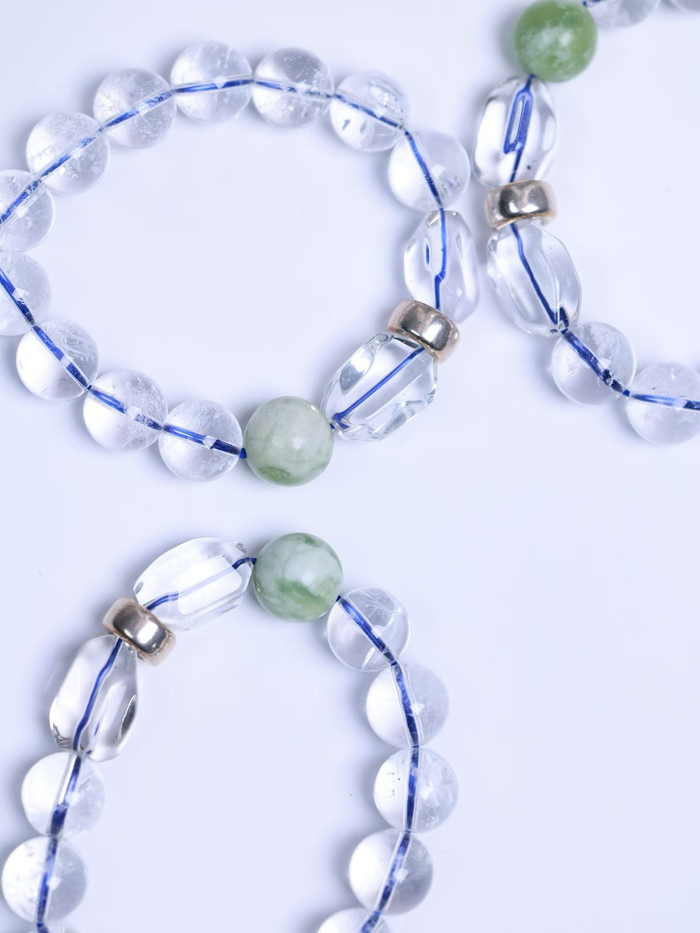 Clear Quartz&White Azeztulite&Nephrite Bracelet