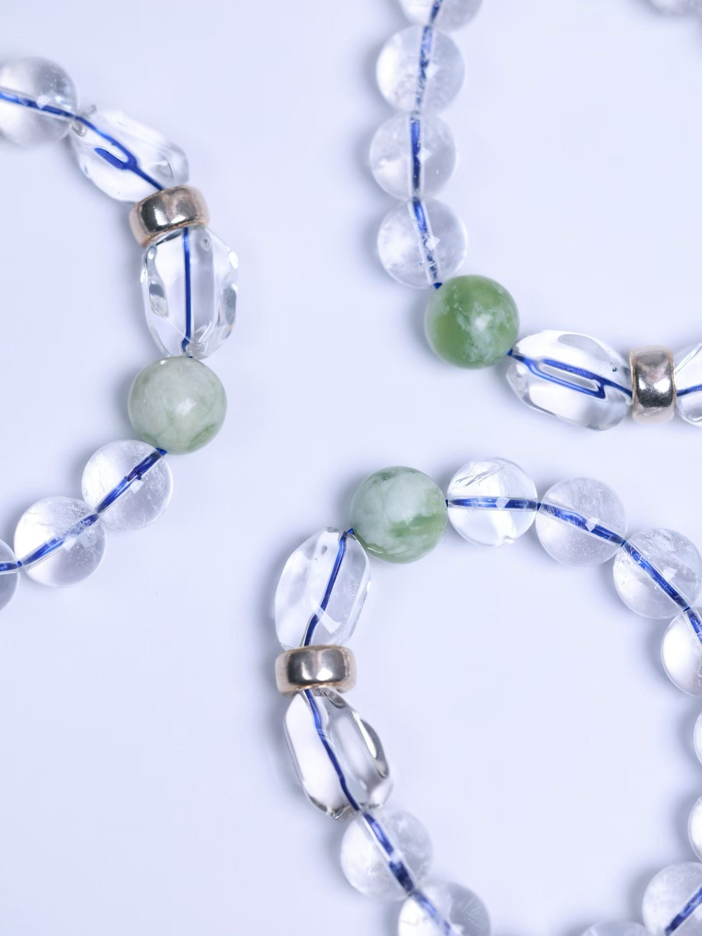 Clear Quartz&White Azeztulite&Nephrite Bracelet