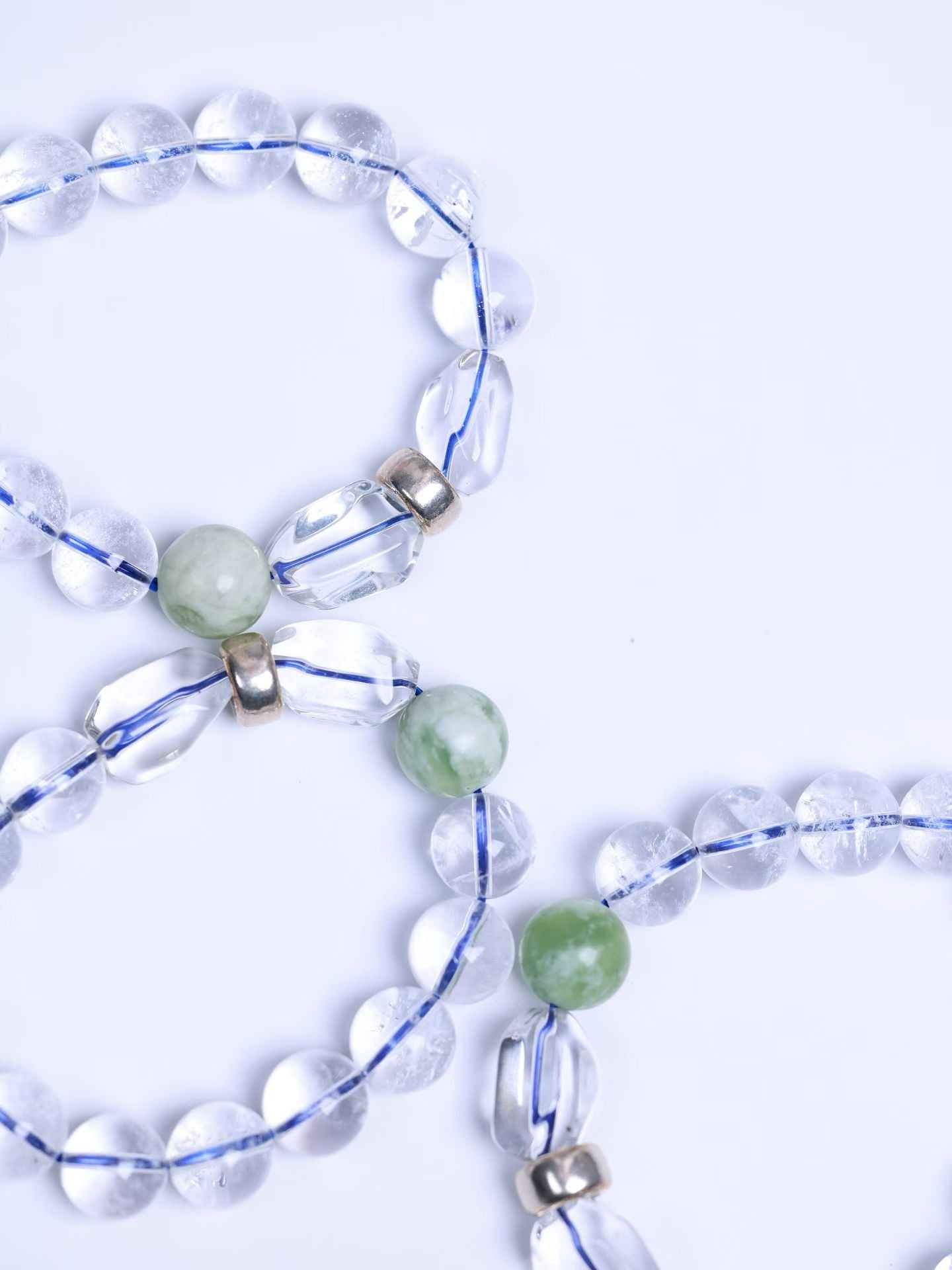 Clear Quartz&White Azeztulite&Nephrite Bracelet