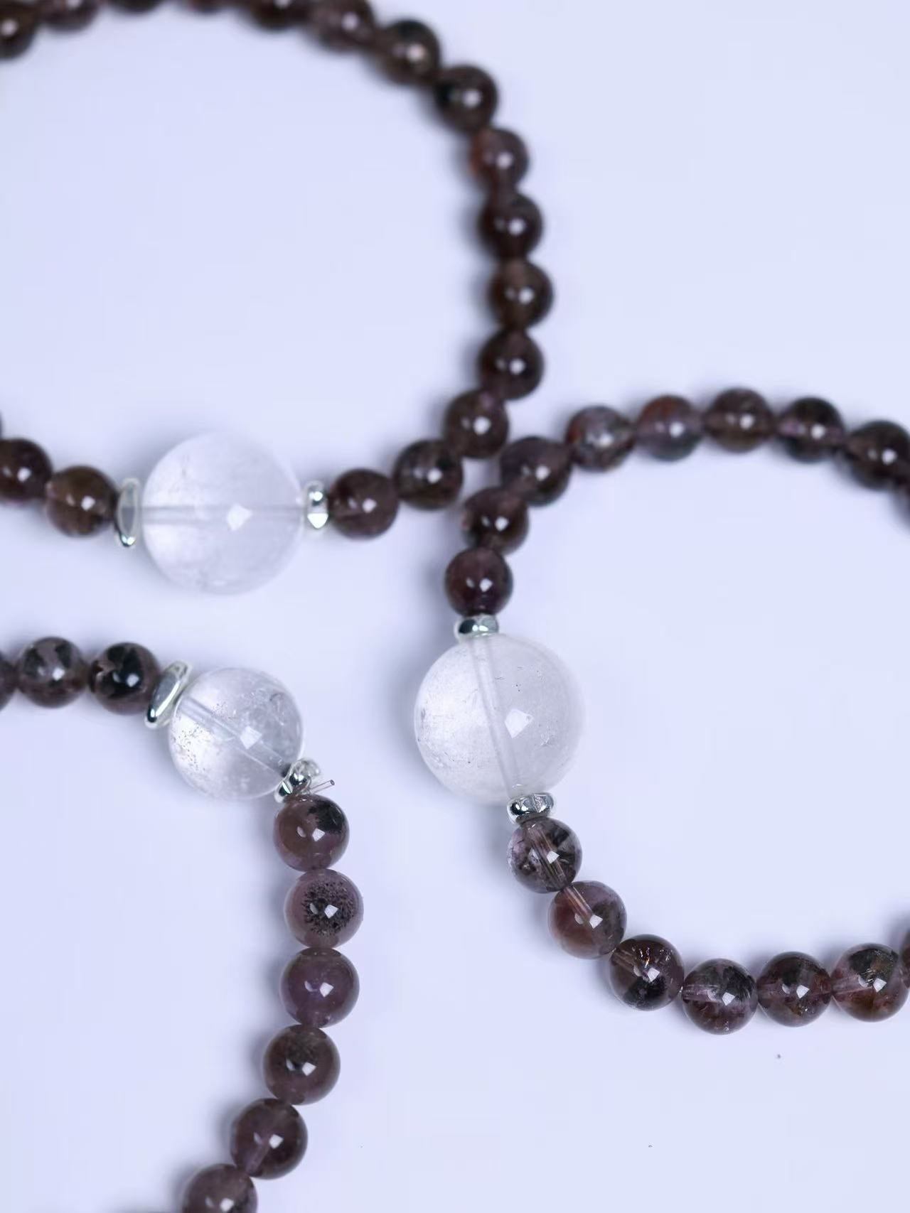 White Azeztulite & Auralite 23  Bracelet