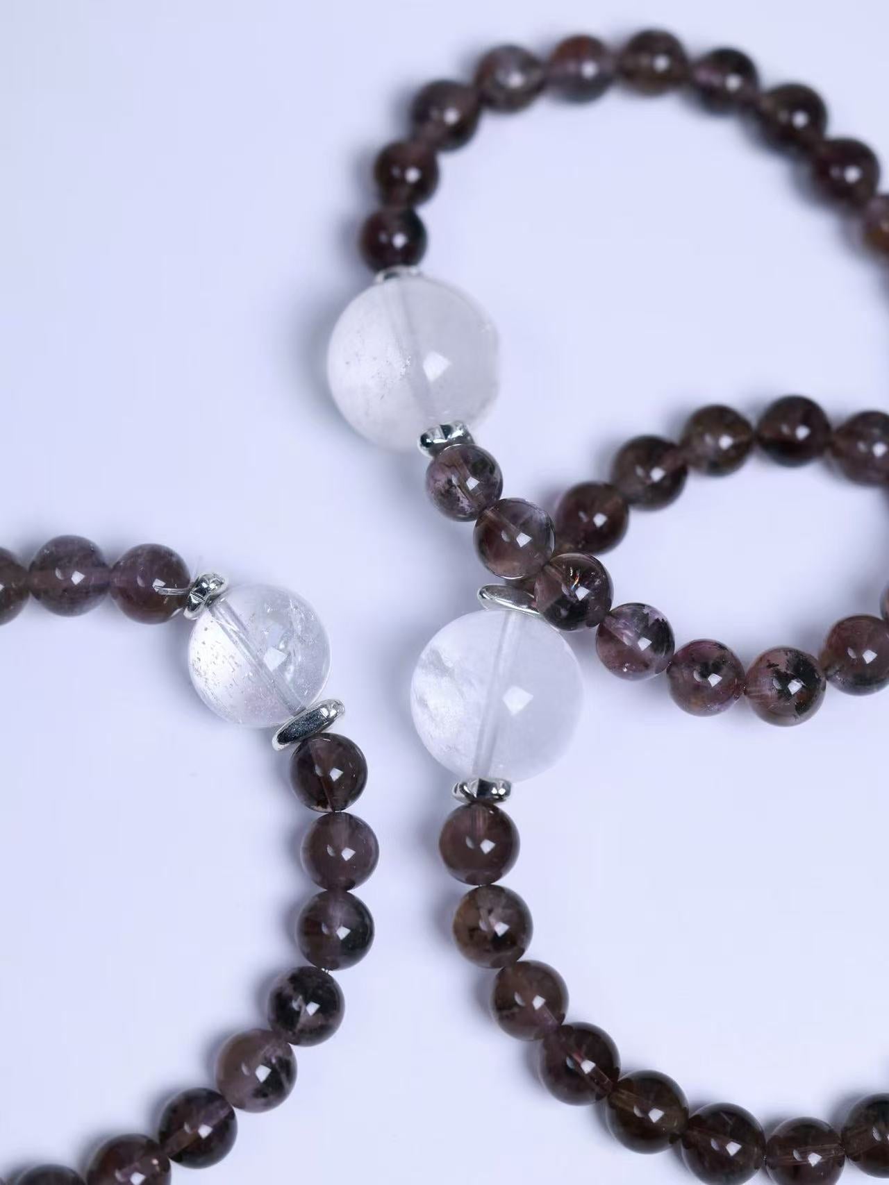 White Azeztulite & Auralite 23  Bracelet