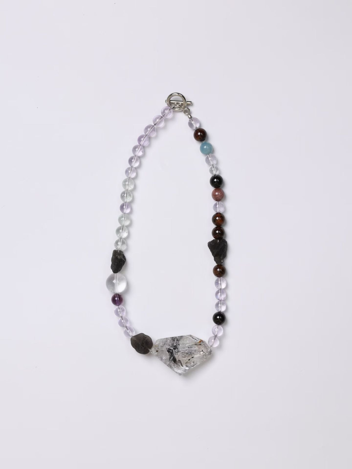 Aged Melon Beads& Herkimer Diamonds & White Azeztulite Crystals Necklace