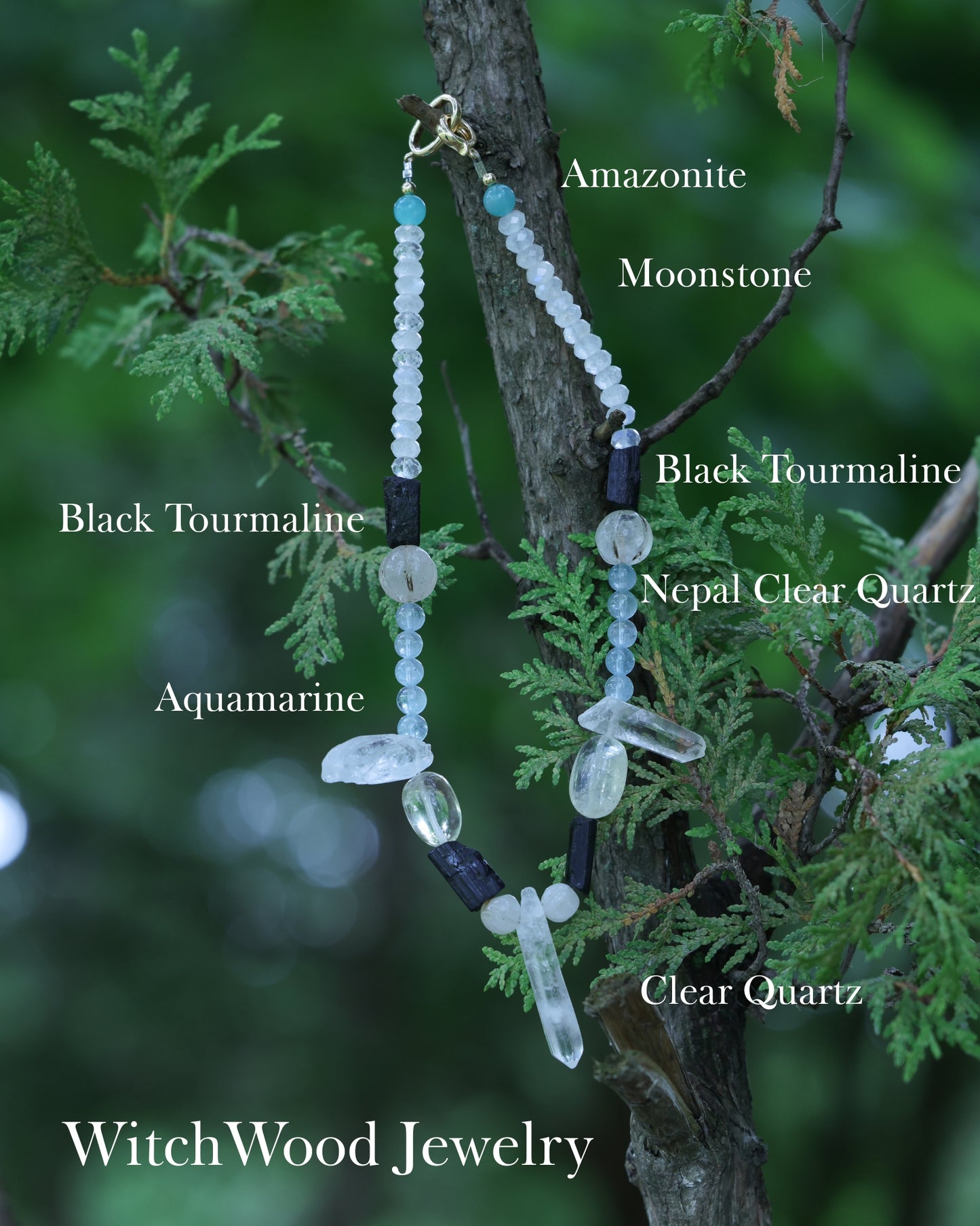 #5 🌿 Witchwood Raw Stone Crystal Necklace🌿