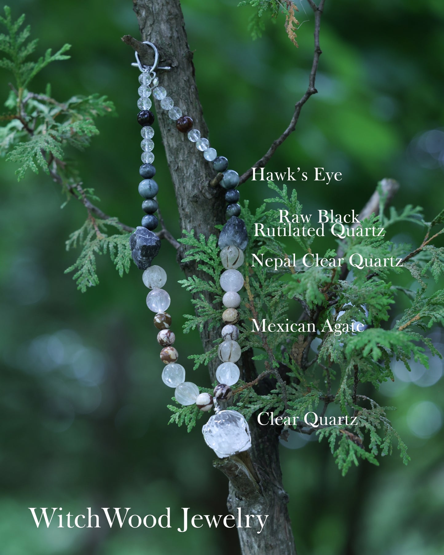 #6 🌿 Witchwood Raw Stone Crystal Necklace🌿
