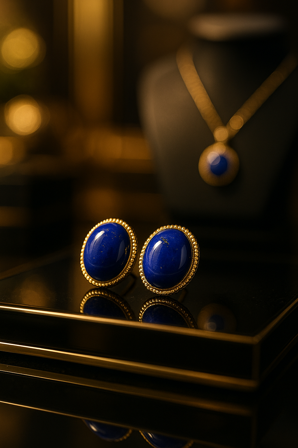 Lapis Lazuli Cabochon Stud Earrings