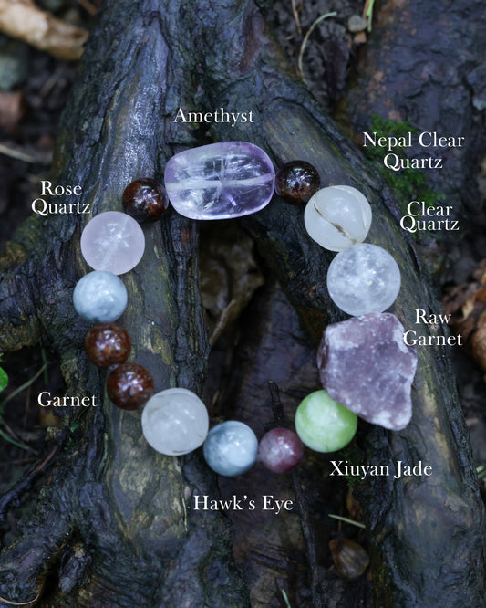 #5 🌿Witchwood Raw Stone Crystal Bracelet🌿