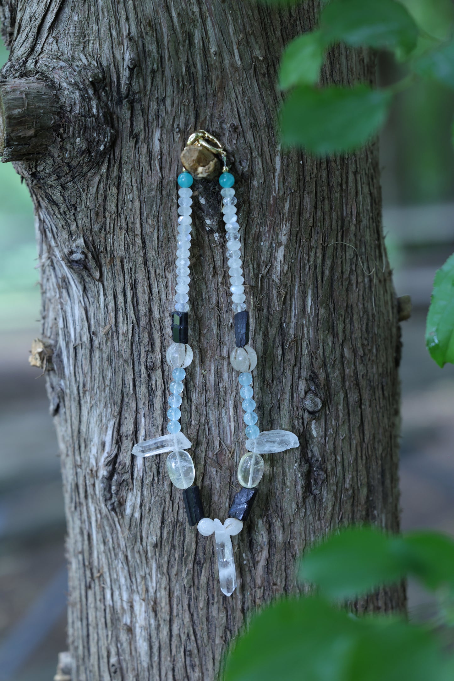 #5 🌿 Witchwood Raw Stone Crystal Necklace🌿