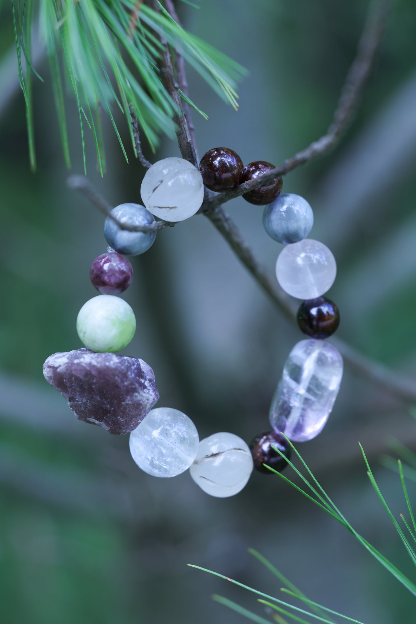 #5 🌿Witchwood Raw Stone Crystal Bracelet🌿