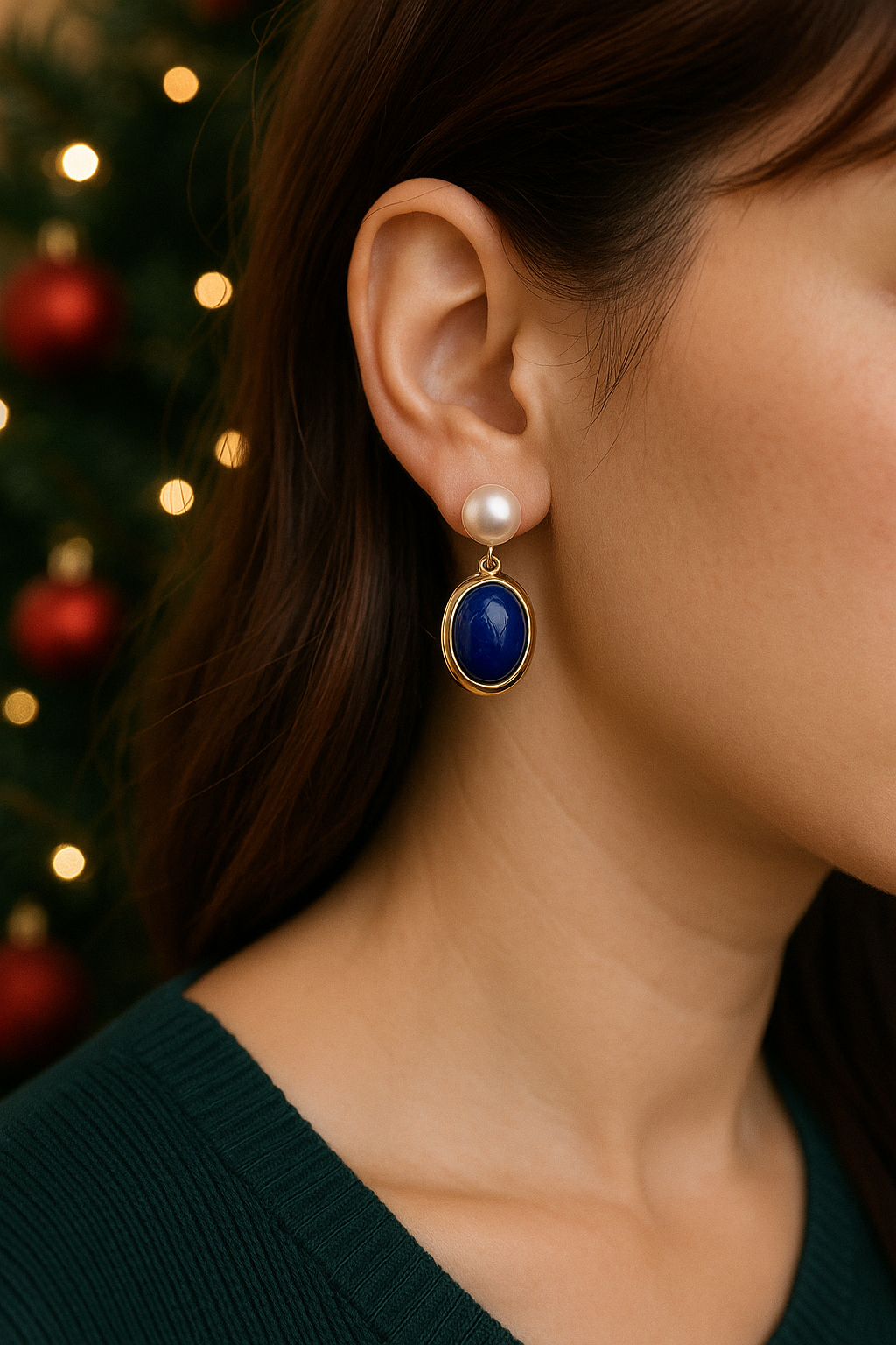 Lapis Lazuli & Pearl Drop Earrings