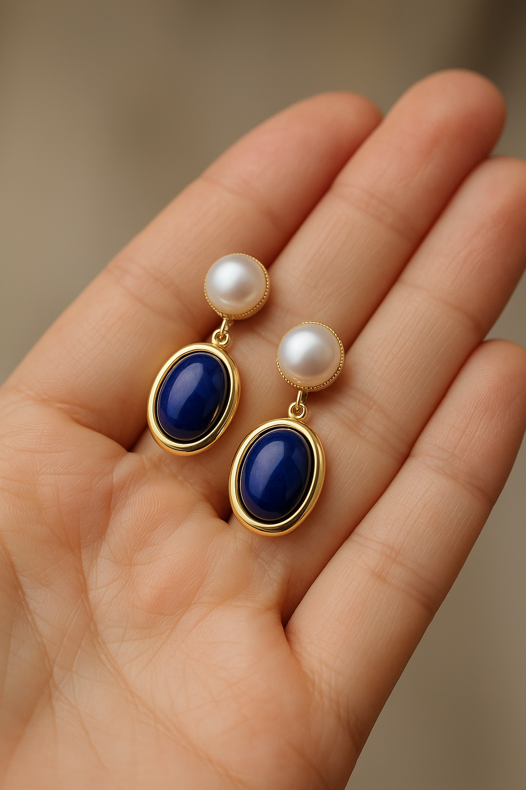 Lapis Lazuli & Pearl Drop Earrings