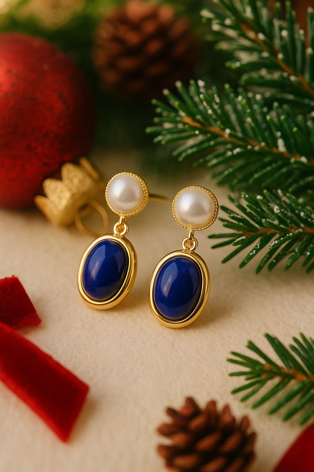 Lapis Lazuli & Pearl Drop Earrings