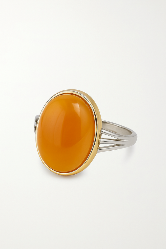 Natural Red Amber Ring