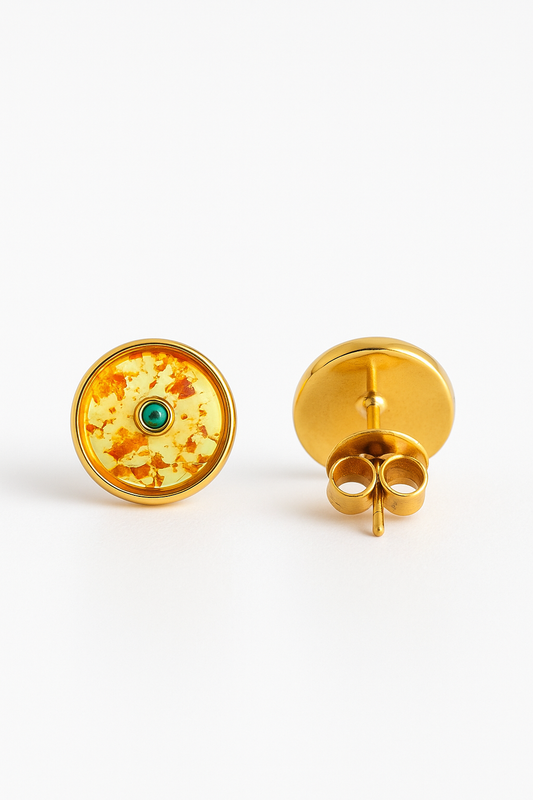 Natural Floral Amber Donut Earrings