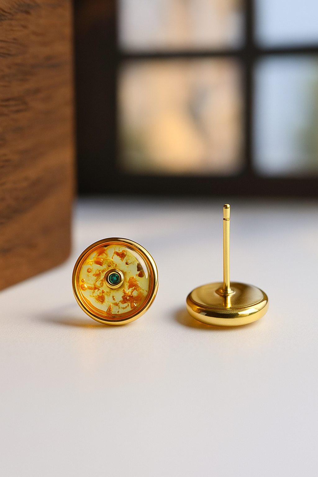 Natural Floral Amber Donut Earrings