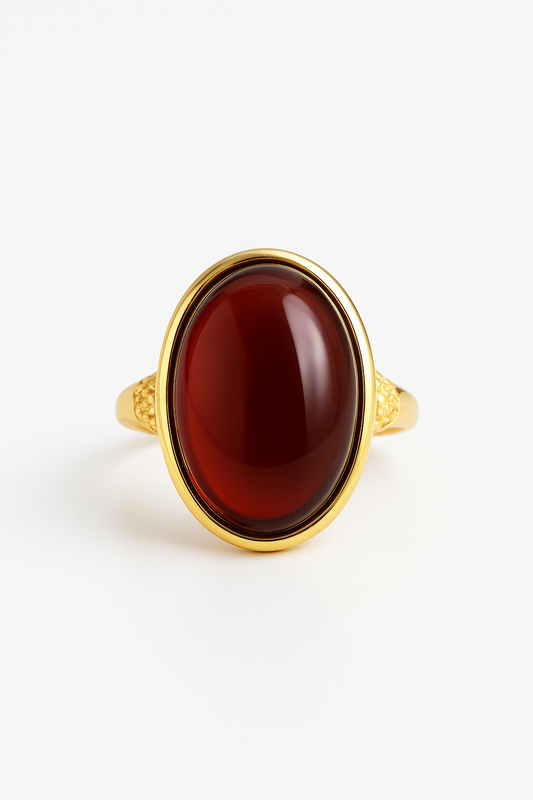 Natural Blood Amber Cabochon Ring