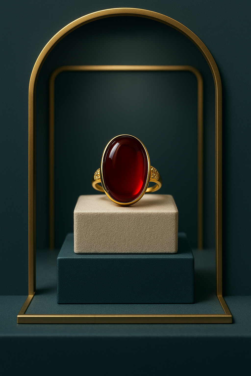 Natural Blood Amber Cabochon Ring