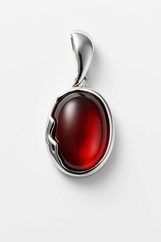 atural Blood Amber Oval Pendant