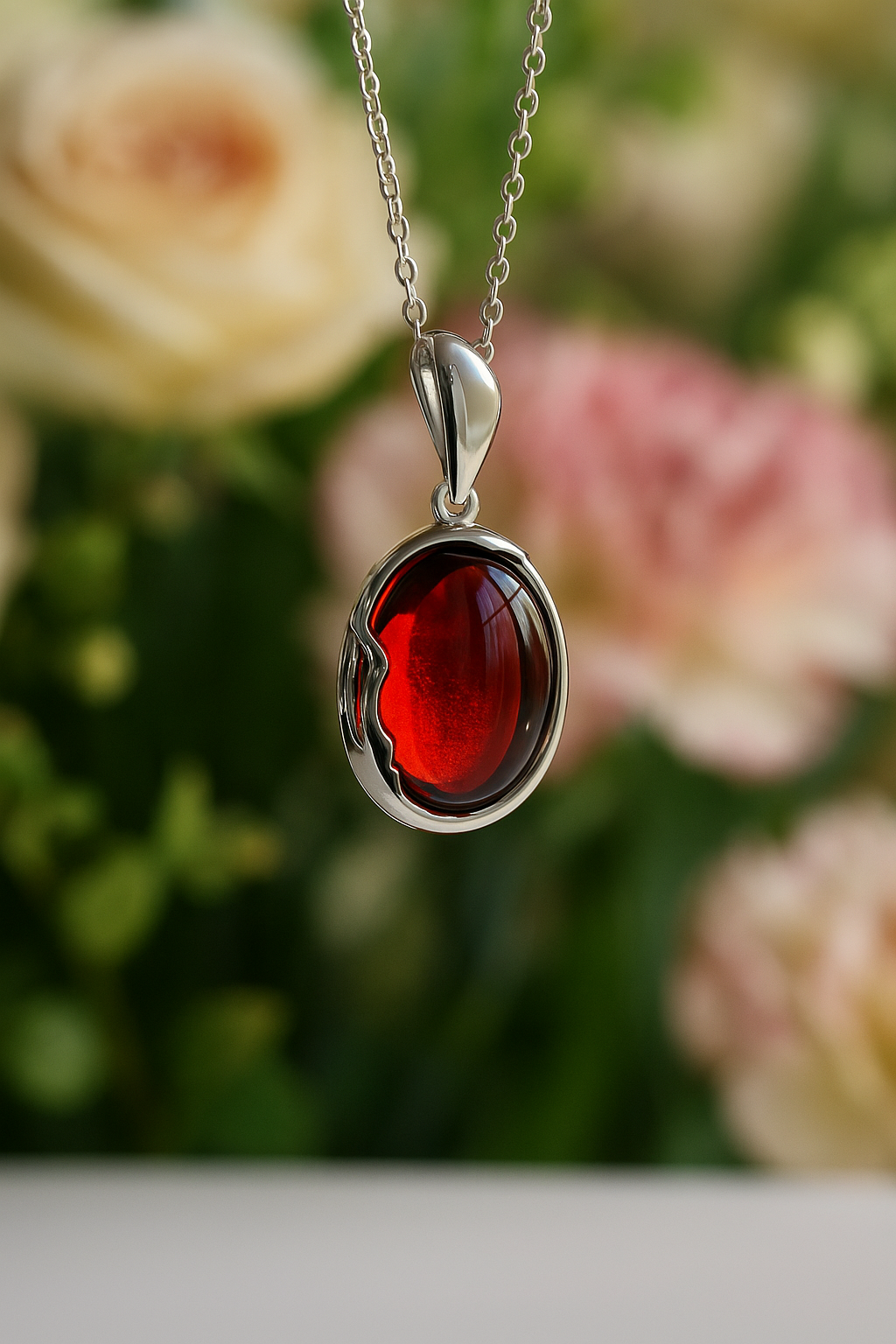 atural Blood Amber Oval Pendant