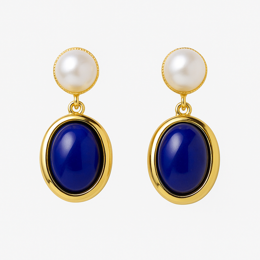 Lapis Lazuli & Pearl Drop Earrings