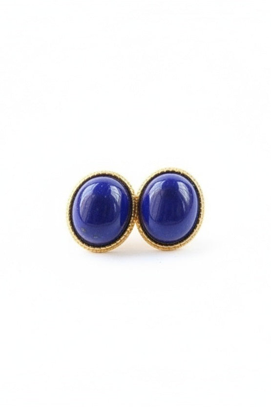 Lapis Lazuli Cabochon Stud Earrings