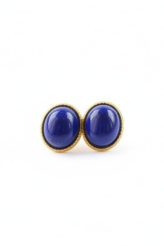 Lapis Lazuli Cabochon Stud Earrings