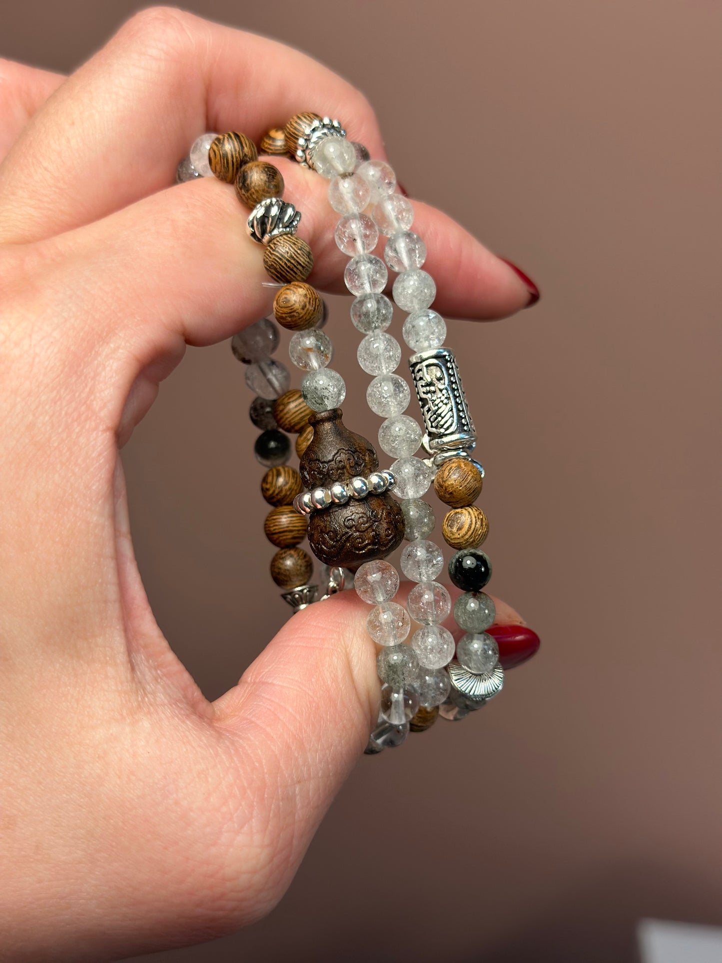 Natural Green Phantom & Agarwood Bracelet