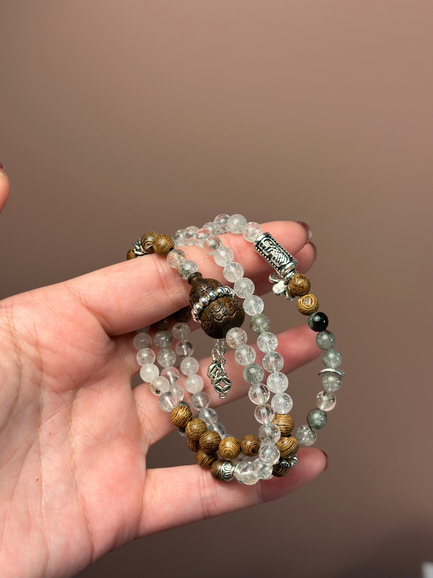 Natural Green Phantom & Agarwood Bracelet