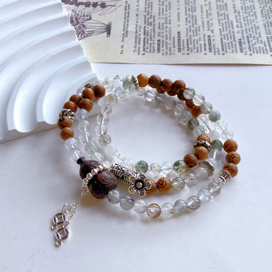 Natural Green Phantom & Agarwood Bracelet