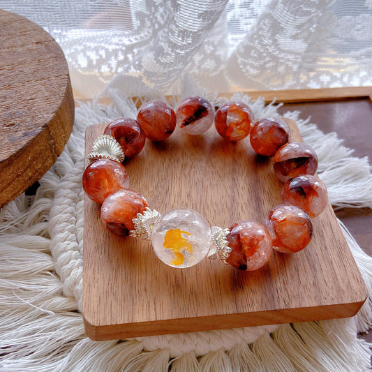Red & Yellow Resin Flower Bracelet