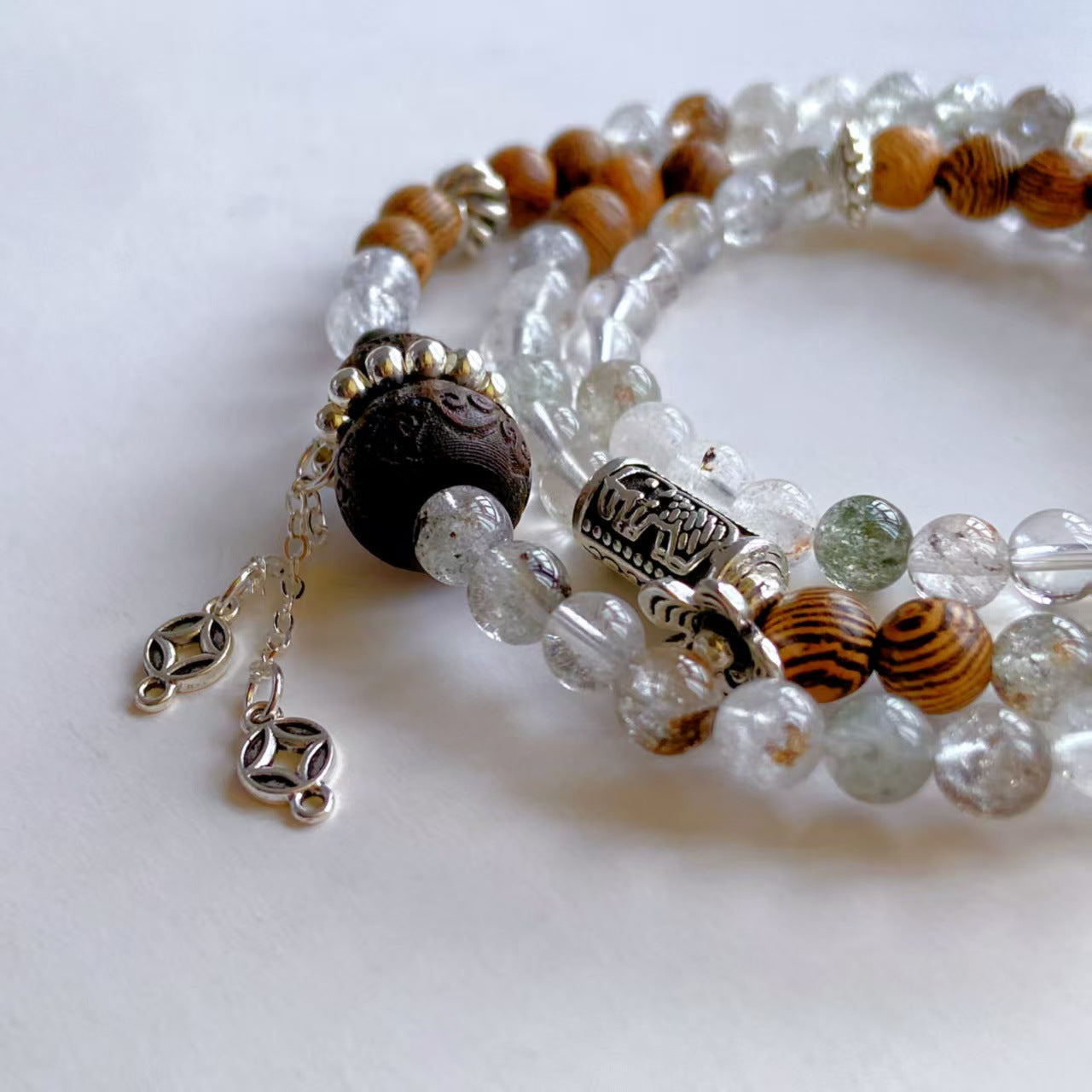 Natural Green Phantom & Agarwood Bracelet