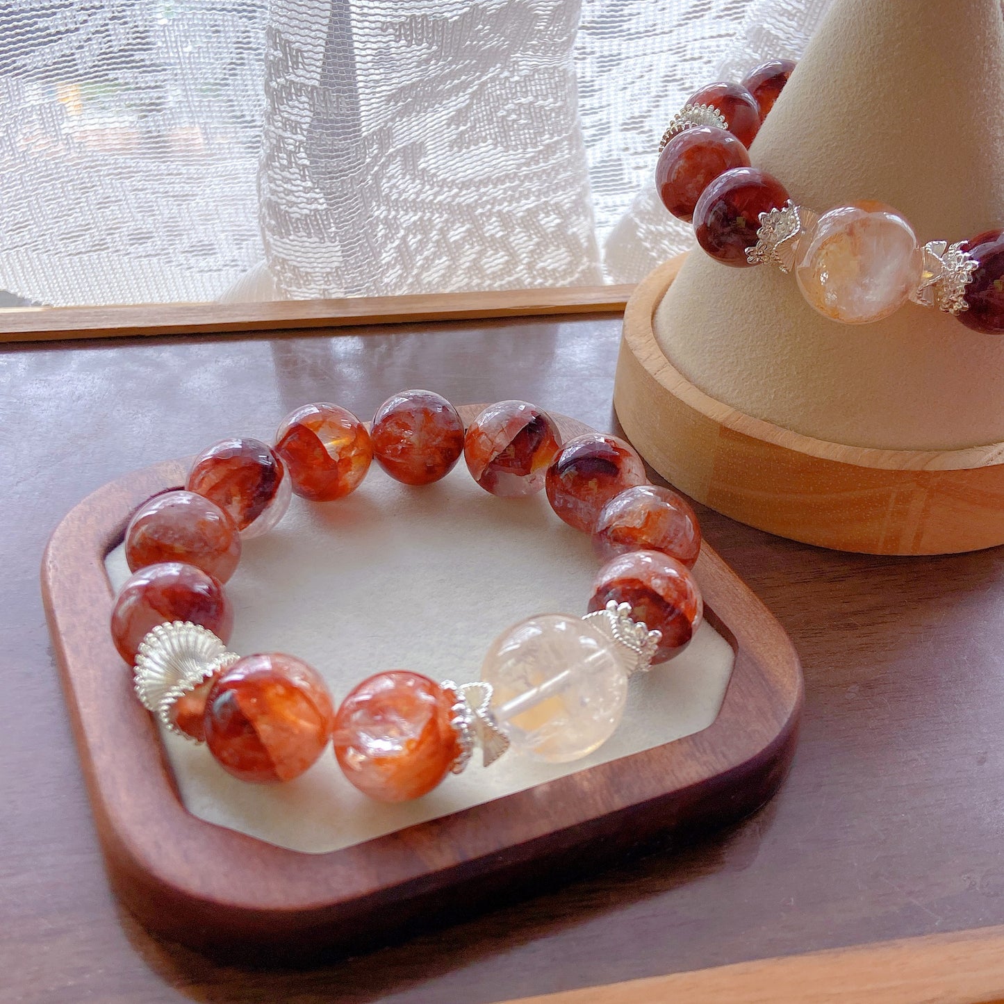 Red & Yellow Resin Flower Bracelet